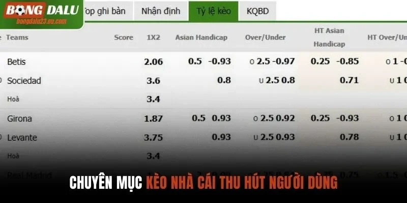 Chuyên mục Kèo nhà cái thu hút người dùng